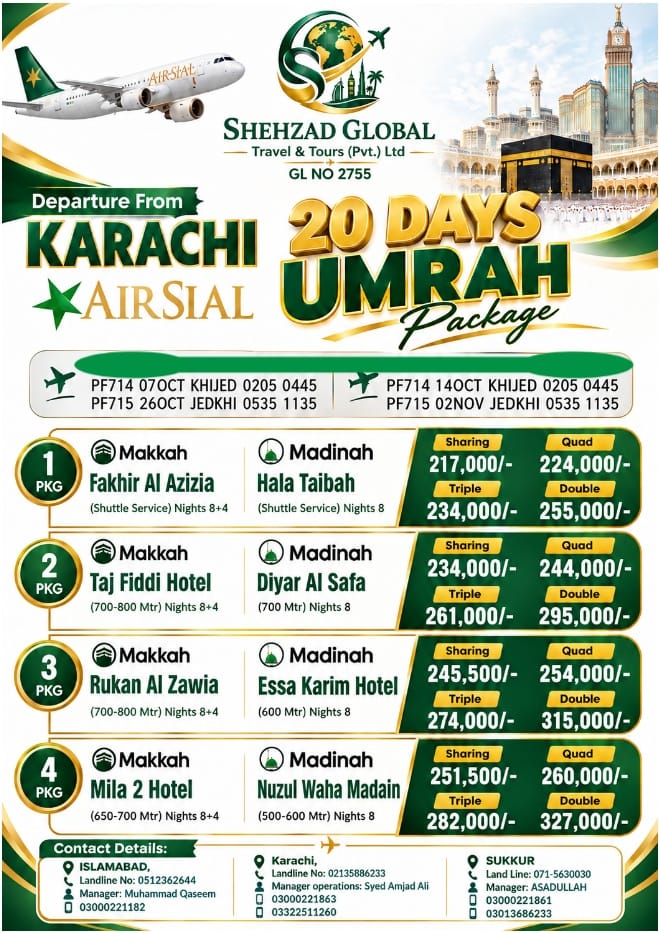 20 DAYS UMRAH PACKAGE/SHARING